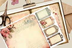 Vintage Ephemera, Floral Junk Journal, Shabby Shic Decor Product Image 2