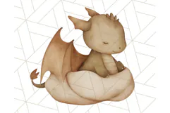 Watercolor Baby Dragon Clipart, Cute Nursery Fantasy PNG Product Image 3