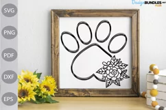 Dog Paw Flower SVG Cut Files - Home Sign With Dog SVG Cut Product Image 1