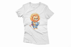 Cute Lion Cub with Backpack Reading a Book Watercolor PNG Product Image 4