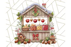 Cozy Christmas Market Stall Clipart PNG, Holiday Art Png Product Image 5