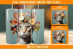 3D Cute Cat Tumbler Wrap Designs, Sublimation Wrap Product Image 1