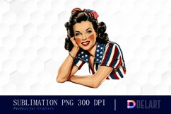 Retro American Mom Watercolor Clipart Product Image 1
