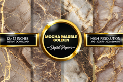 Mocha marble golden Digital Papers - 04 variations Product Image 1