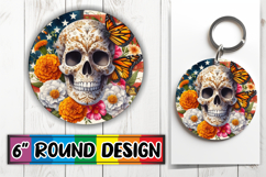 Luminous Car Coaster Round Sublimation PNG, Skull USA Product Image 1