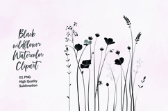 Black wildflower outline clipart sublimation Product Image 1