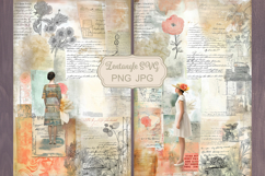Floral scrapbook backgrounds. Shabby chic junk journal kit. Product Image 1
