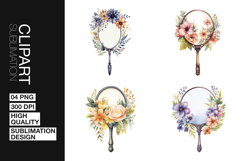 Floral Mirror Art Clipart PNG Product Image 1