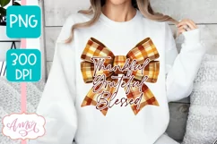 Thanksgiving shirt sublimation PNG | Thankful coquette bow Product Image 2