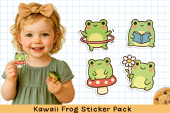Cute kawaii frog printable stickers. PNG. Product Image 8
