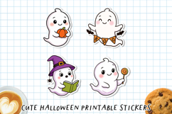 Cute Halloween Ghost Stickers | Printable Kawaii Spooky PNG Product Image 8