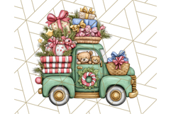 Vintage Christmas Truck Clipart PNG, Retro Holiday Vehicle Product Image 5
