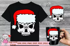 Christmas Skull with Santa hat svg, file for cutting Product Image 5
