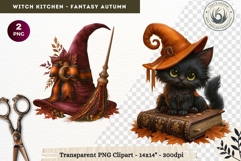 Autumnal Witch Kitchen Clipart cozy Fall PNG sublimation Product Image 1