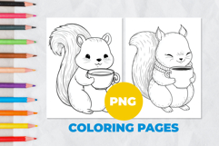 Cute squirrel with cocoa Coloring Pages | Coloring book Product Image 1