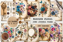 20 Floral Baroque Vintage Junk Journal Pages Bundle Product Image 1