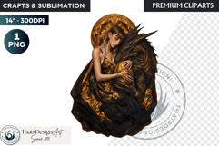 Fantasy Dragon witch clipart, enchantress, dragon egg queen Product Image 1