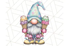 Ice Cream Gnome Clipart PNG Summer Dessert Art, Summer Gnome Product Image 5