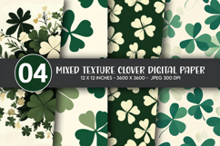 Mixed Texture Clover Digital Paper Product Image 1
