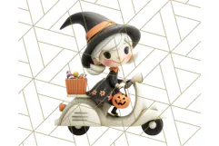 Retro Halloween Clipart Vintage PNG Graphics, 50s Holiday Product Image 5