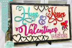 Hugs and Kisses Valentines wishes Sign Glowforge laser cut Product Image 1
