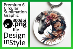 Colorful Round Design Keychain Artwork , Horse Product Image 1