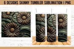 Tooled Leather Sunflower DarkGreen Tumbler Sublimation Desi Product Image 4