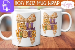 Fall Vibes mug wrap PNG, Retro Fall mug template Product Image 2