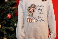 Just a Girl who loves Christmas PNG, Christmas Cute Girl PNG Product Image 4