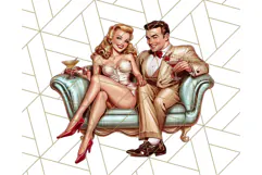 Vintage Glamorous Christmas Party Clipart PNG, Holiday Png Product Image 5