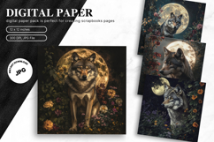 Wolf Wall Art Digital Paper Backgrounds Printable Scrapbook Product Image 1