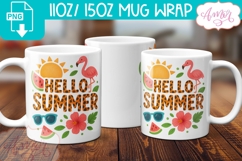 Hello Summer mug wrap PNG sublimation, Cute summer mug png Product Image 2