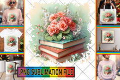 VIBRANT TSHIRT Designs PNG, Book and flower Product Image 1