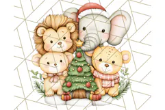 Muted Cute Safari Christmas Animal PNG Clipart, Holiday Png Product Image 5