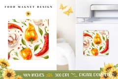 Cartoon Pepper Magnet Design, Chili Magnet Print Product Image 1
