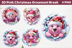 3D Pink Christmas Ornament Break clipart png Product Image 1