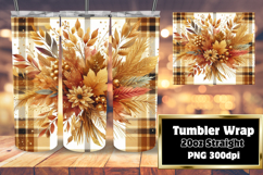 LUXE PNG Tumbler Design 20oz , Autumn Flower Product Image 1