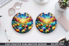 Flower Car coaster sublimation, Easter Coaster PNG Design Product Image 1