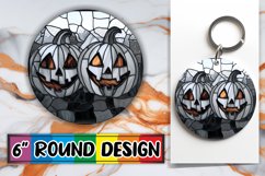 Bewitched Stained Glass Halloween Round Design Keychain Product Image 1