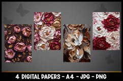 4 Beautiful 3D Flowers Digital Papers I Junk Journal Pages Product Image 2