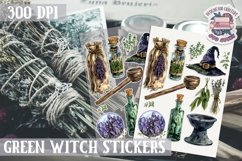 Witch sticker Sheet Green Magic Props Spell Herbs Halloween Product Image 1