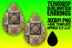 Creative Teardrop Earrings Sublimation Template , Patchwork Product Image 1