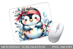 Cute Penguin Mouse Pad. Christmas Penguin Mouse Pad Design Product Image 1