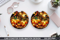 Pumpkin Car Coaster Sublimation| Halloween Coaster PNG Product Image 1