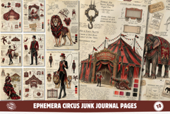 Ephemera Circus Junk Journal Pages - Junk Journal Pack Product Image 1