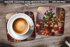 Christmas Coaster Sublimation, Christmas Coaster PNG Design Product Image 1