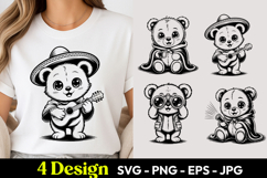 Mariachi Panda SVG PNG Product Image 1