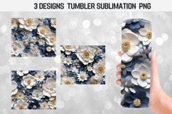 BUNDLE 3D Flowers Skinny Tumbler Wrap Sublimation Design PNG Product Image 8