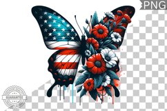 4Th Of July Flora Butterfly - Sublimation 4th of July PNG Product Image 1