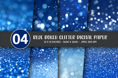 Blue Bokeh Glitter Digital Paper Product Image 1